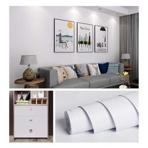 Livelynine Peel and Stick Vinyl Wallpaper White Waterproof 394"x15.8" NEW